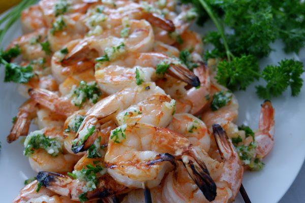 DSCF1976 Garlicky Grilled Shrimp Skewers